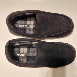 sporto Men's BLACK COMFORT LOUNGERS SIZE M8-9 INDOOR OUTDOOR SLIPPERS